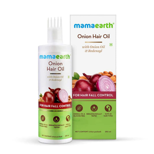 MAMA EARTH Onion Hair Oil 250mL For Hair Regrowth And Hair Fall Control With Redensyl