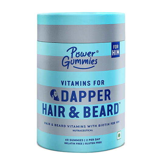 Power Gummies Dapper Hair & Beard 60 Gummies | DHTBlocker Biotin Gummies For Hair And Beard | Effectively Blocks DHT | Vitamin A to E & Zinc | Super Tasty | 100% Vegetarian