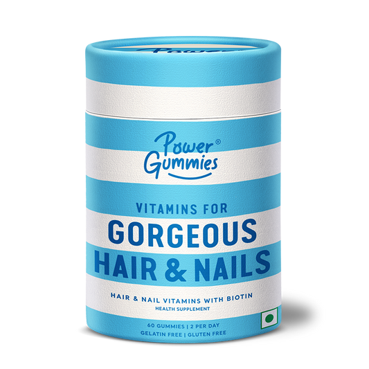 Power Gummies Hair & Nail Vitamins with Biotin & A to E Vitamins | 60 Gummies Pack for Men,Women | Reduces Hair Fall & Strengthens Nails Growth | Super tasty,100% Vegetarian | Gluten & Gelatin Free