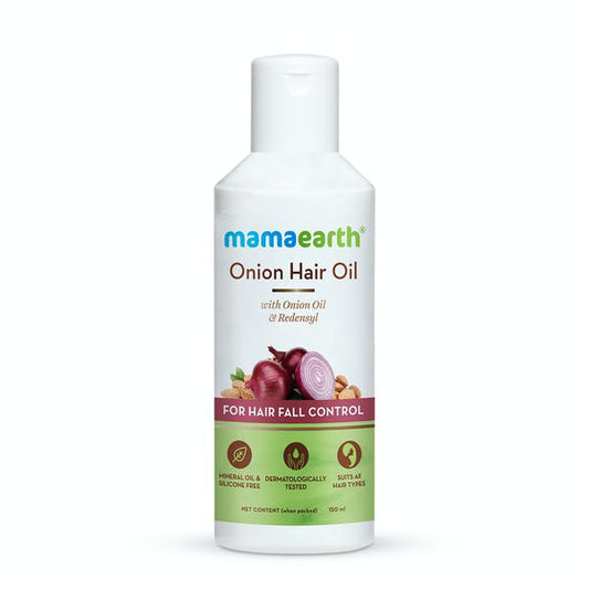 MAMA EARTH Onion Hair Oil 150mL For Hair Regrowth And Hair Fall Control With Redensyl